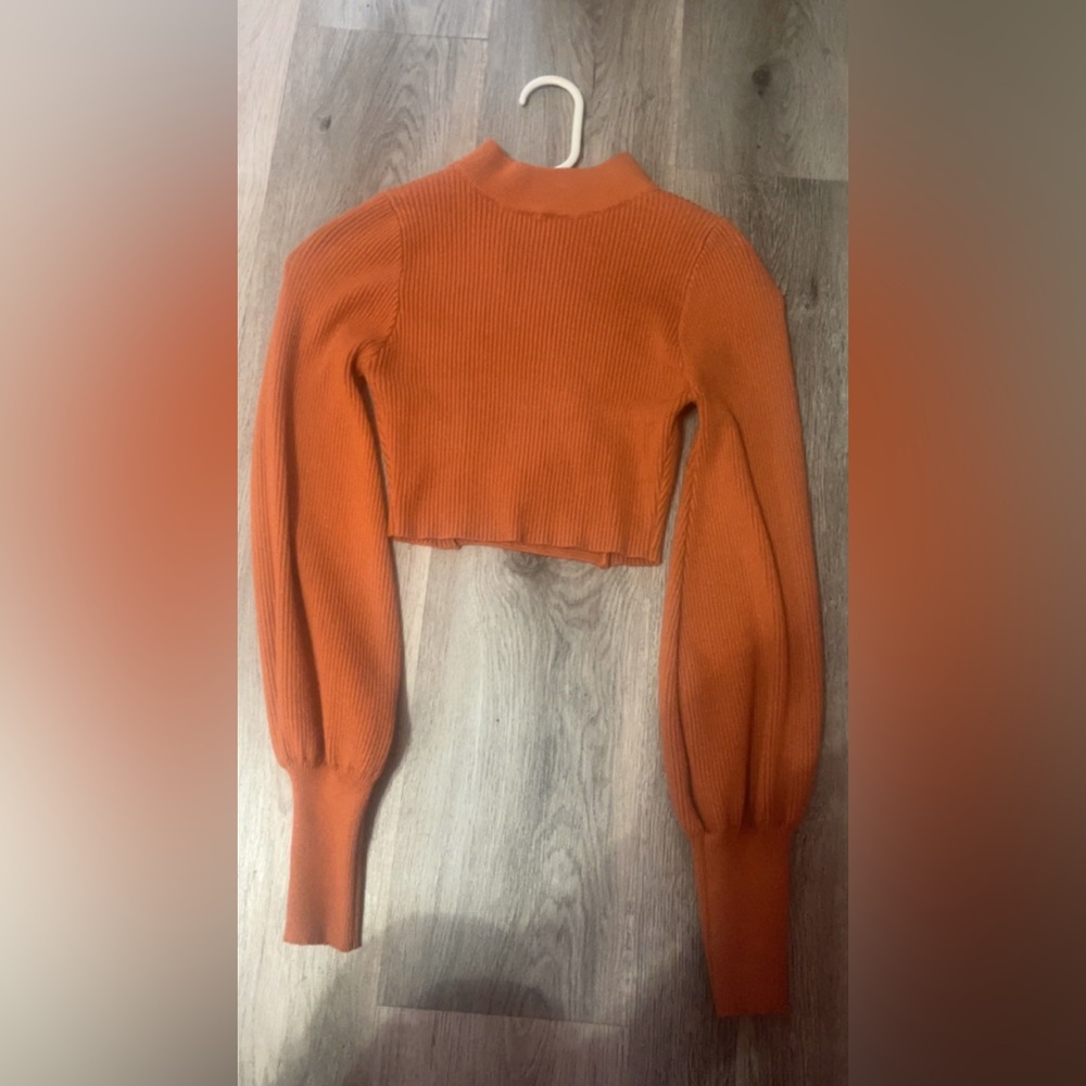 Orange Open Back Cropped Sweater